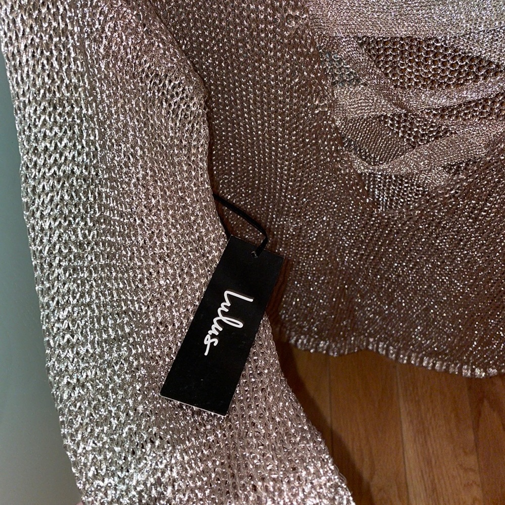 Lulus sparkly criss cross back sweater rose gold silver ish- never worn - Picture 7 of 7
